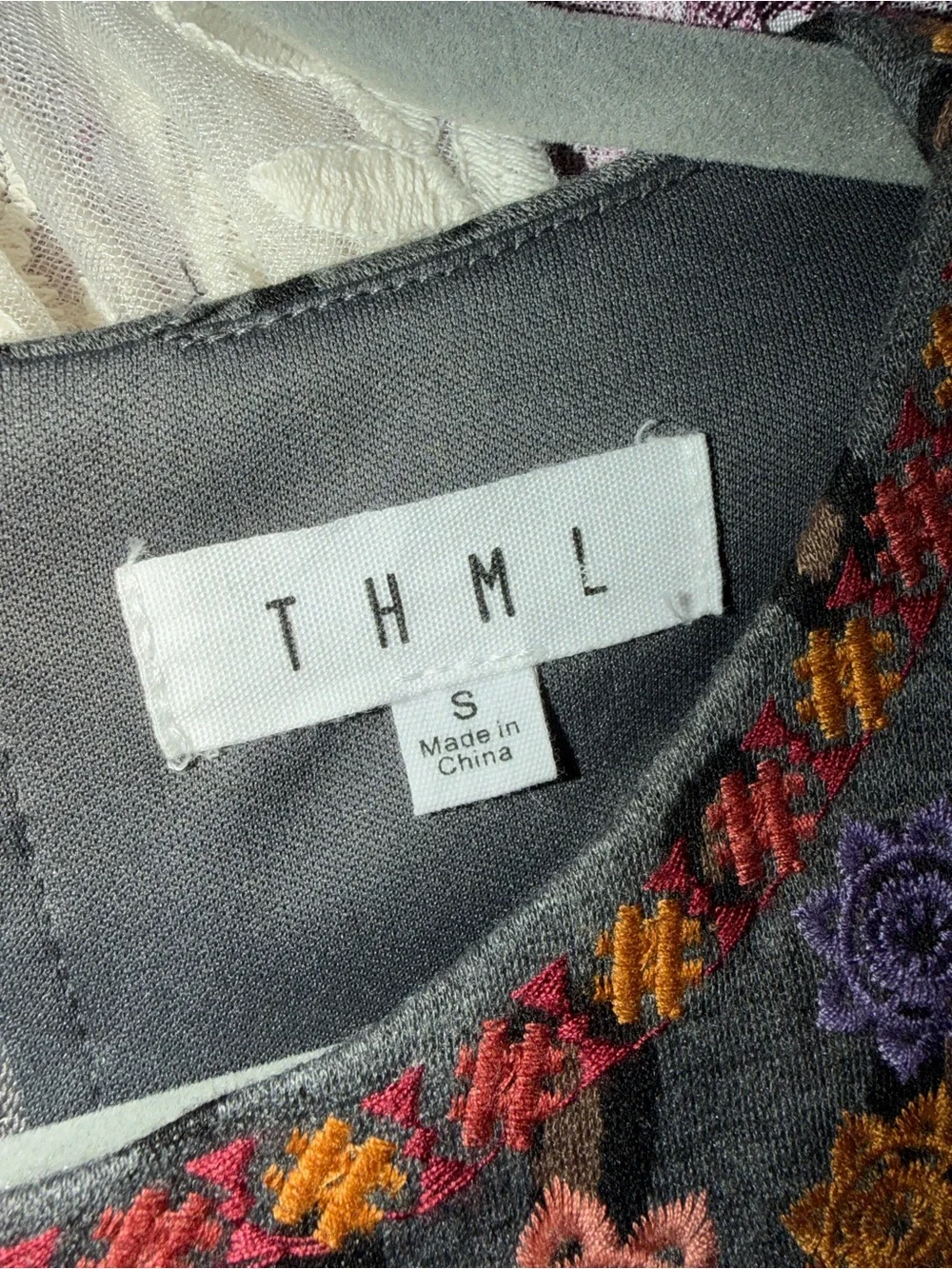 THML Gray Leopard Mini Dress with Multicolor Floral Embroidery - Picture 3 of 7